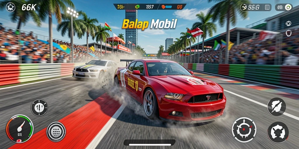 Tampilan gameplay Racing yang seru dan menegangkan di 66K.
