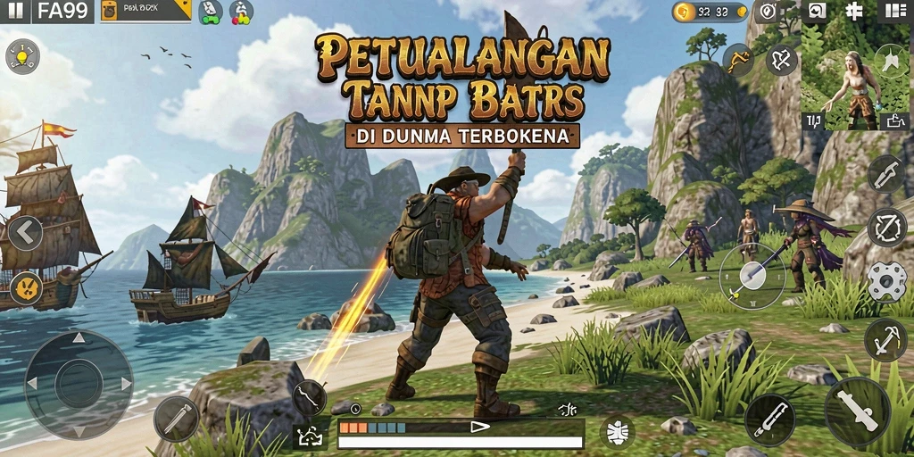Tampilan gameplay FA99 yang menakjubkan dalam dunia terbuka.