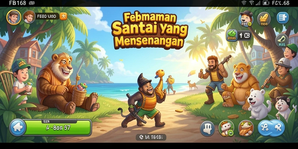 Tampilan utama gameplay FB168 dengan elemen santai yang menarik.