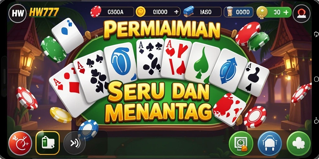 Screenshot HW777 menunjukkan gameplay seru dalam permainan Domino.
