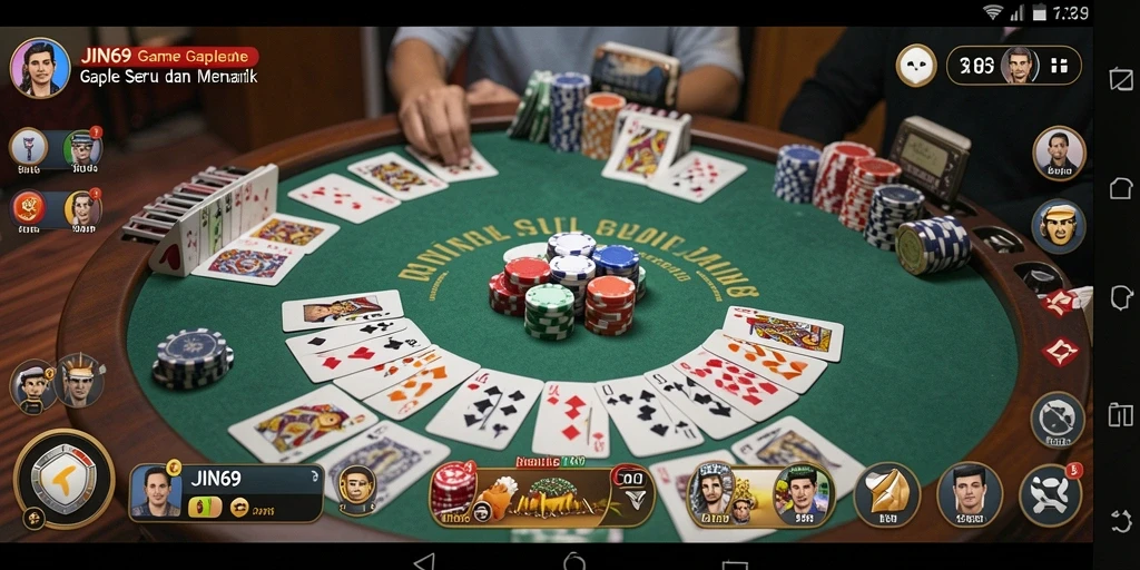 Screenshot gameplay JIN69 menampilkan suasana permainan Gaple yang seru.
