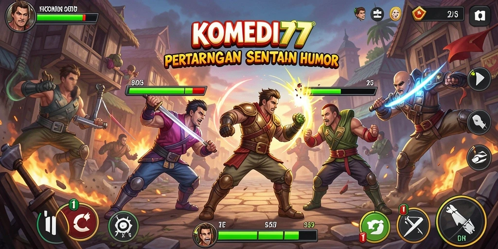 Screenshot aksi pertarungan lucu di KOMEDI77.