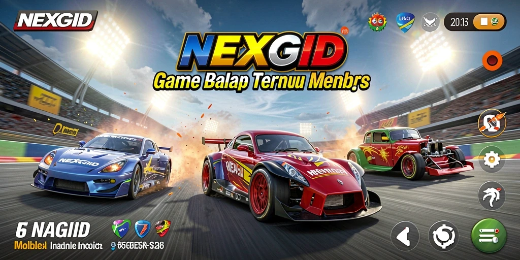 Tampilan mendebarkan dari gameplay NEXGID dengan aksi balap cepat.