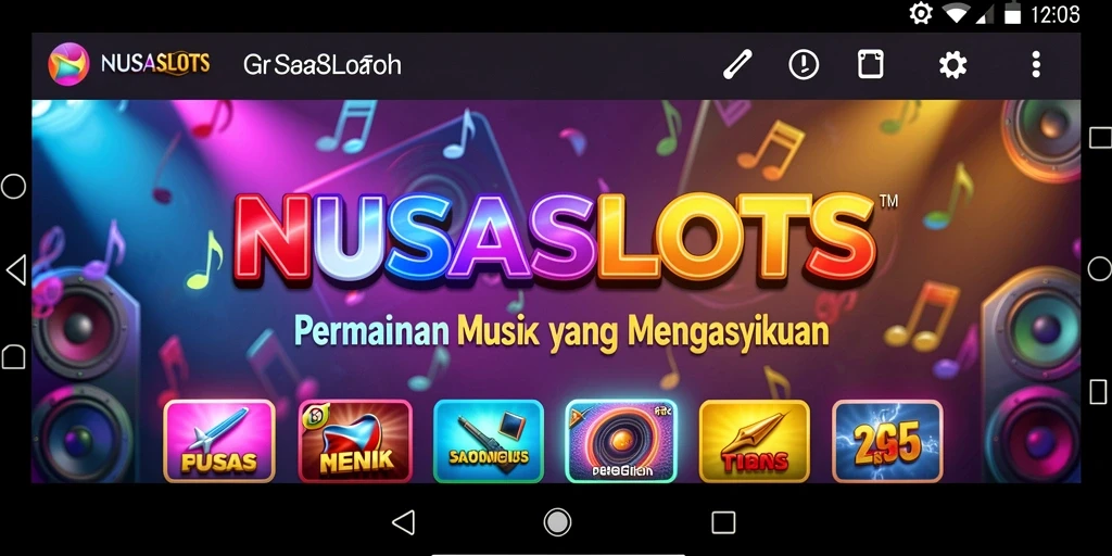Tampilan gameplay NUSASLOTS yang menakjubkan dengan iringan musik.