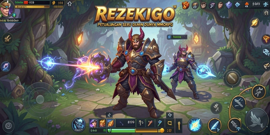 Tampilan gameplay mendebarkan dari REZEKIGO dalam dunia MMORPG.
