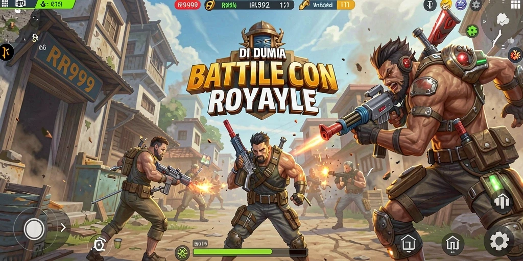 Tampilan gameplay Battle Royale yang mendebarkan di RR999.