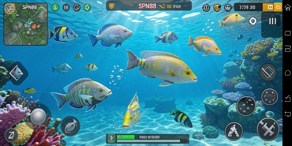 Tampilan gameplay seru dalam SPN88 menangkap ikan.